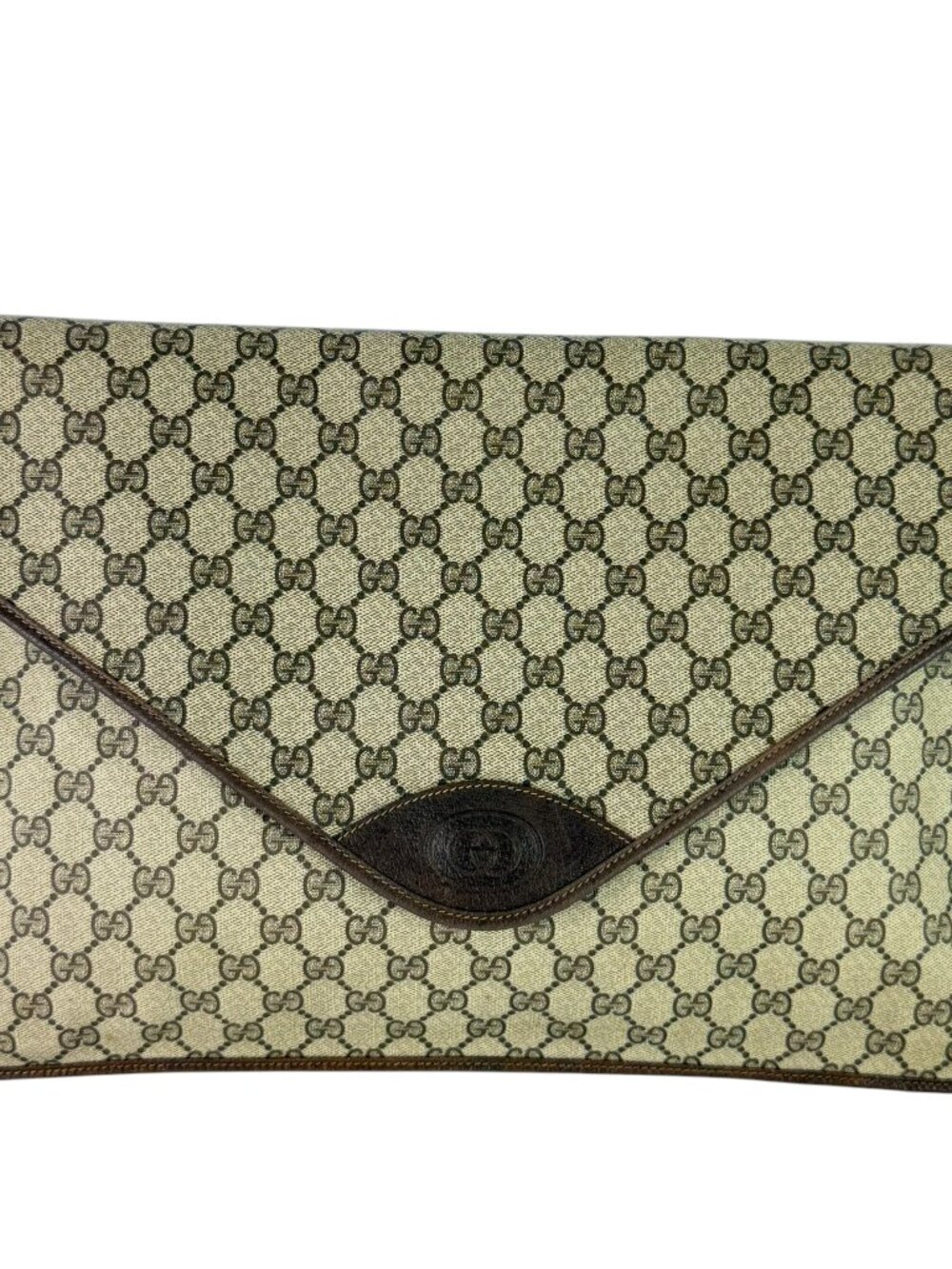 80s GUCCI Brown Supreme Canvas Monogram Document Portfolio Bag Made in Italy